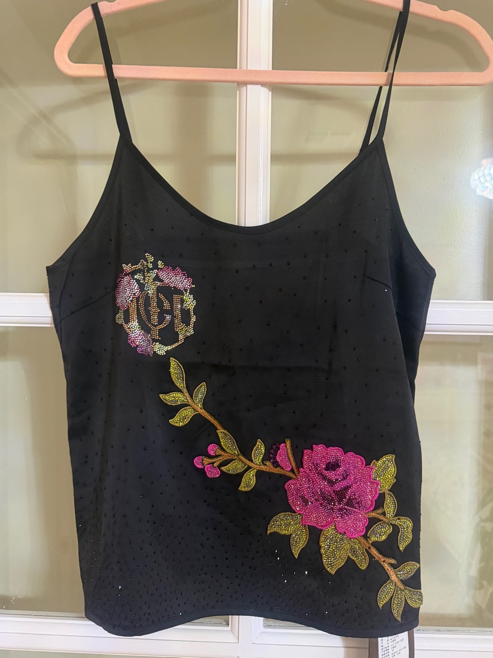TCH Embellished Floral Sequin Black Camisole